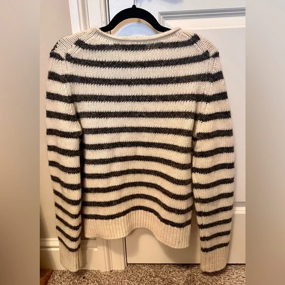Alex Mill Raya Striped Sweater in White/Ash, Size M - Picture 7 of 9